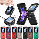 Custodia per telefono con anello in pelle con texture Litchi, For Galaxy Z Flip8 5G, For Galaxy Z Flip7 5G, For Galaxy Z Flip6 5G