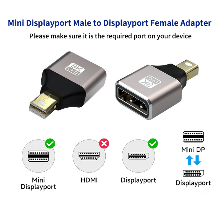 Adattatore convertitore DP da Mini Displayport maschio a Displayport femmina JUNSUNMAY 8K 60Hz, Displayport to Female Displayport Adapter DP