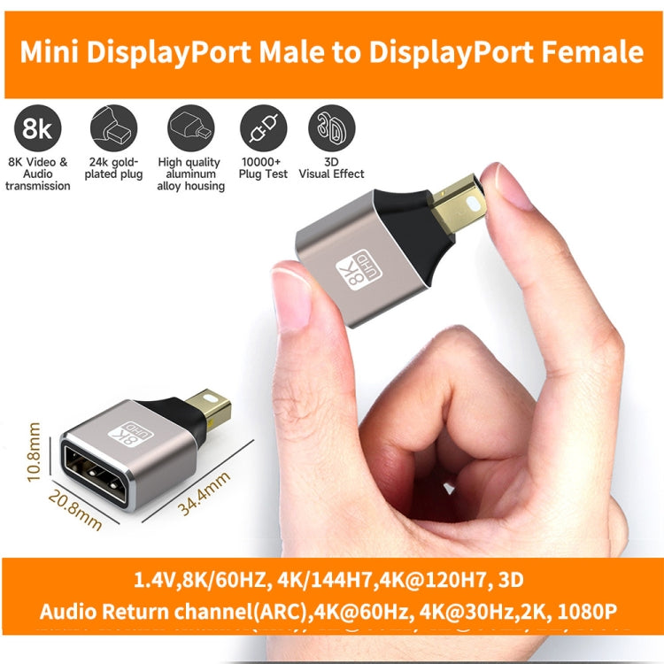 Adattatore convertitore DP da Mini Displayport maschio a Displayport femmina JUNSUNMAY 8K 60Hz, Displayport to Female Displayport Adapter DP