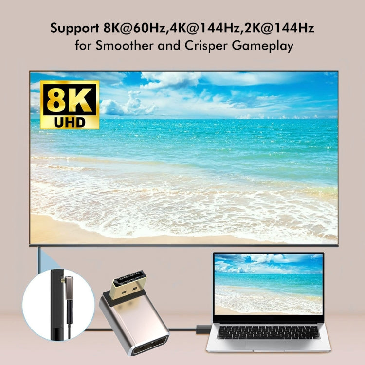 JUNSUNMAY 8K 60Hz PD1.4 Adattatore convertitore Displayport maschio a Displayport femmina, Up, Down, Left, Right