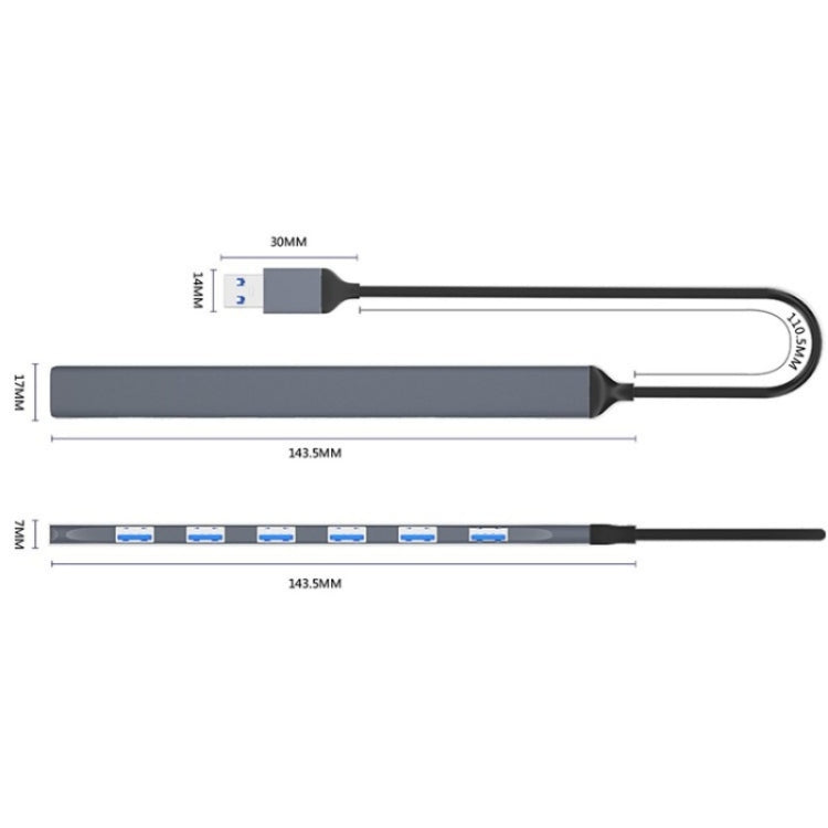 ADS-303A Hub di espansione USB 3.0/2.0 per trasmissione dati Dock Station Adattatore USB a 7 porte, ADS-303A