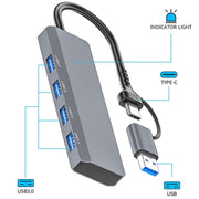 ADS-305D USB / Type-C a USB3.0 4 porte USB HUB Computer Laptop Adapter Docking Station, ADS-305D