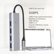 ADS-305A Adattatore per laptop USB HUB USB 3.0 in lega di alluminio a 4 porte USB Docking Station, ADS-305A