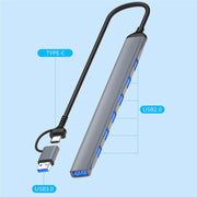 ADS-303D USB + Tipo-C a USB 3.0 + 6x USB 2.0 Splitter Hub multifunzione 7 in 1, ADS-303D