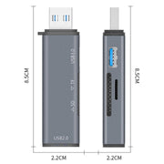 Lettore di schede SD/TF ADS-308A Hub splitter USB 3.0 + USB 2.0 in lega di alluminio