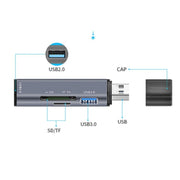 Lettore di schede SD/TF ADS-308A Hub splitter USB 3.0 + USB 2.0 in lega di alluminio