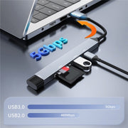 Lettore di schede ADS-806A 5 in 1 USB-A a USB3.0 + USB2.0 + Type-C + slot SD/TF Hub USB, ADS-806A