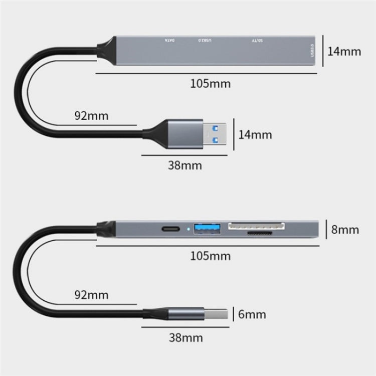 Hub lettore schede 5 in 1 USB-A Type-C ADS-806A
