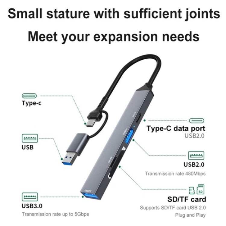 Hub USB 3.0 e Type-C con lettore schede SD/TF ADS-806D