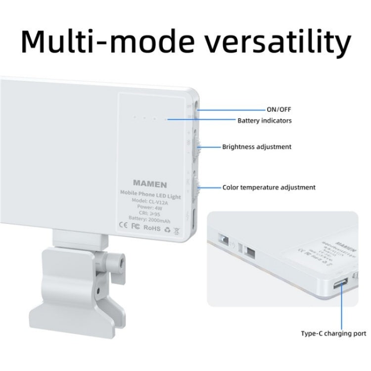 Lampada LED portatile V12A per smartphone e laptop
