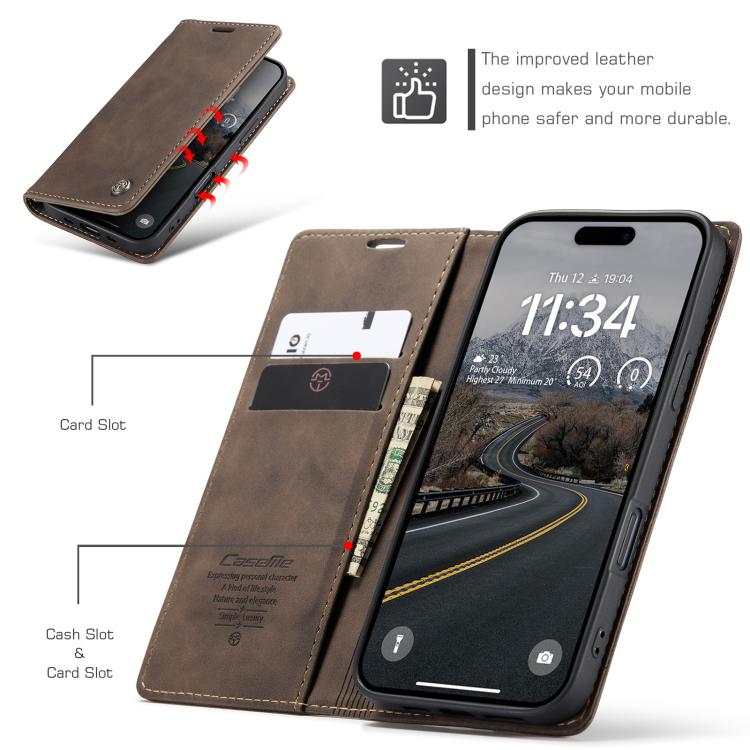 CaseMe 013 Custodia per telefono in pelle con flip orizzontale multifunzionale, For iPhone Air, For iPhone 16 Pro Max, For iPhone 16 Pro, For iPhone 16 Plus