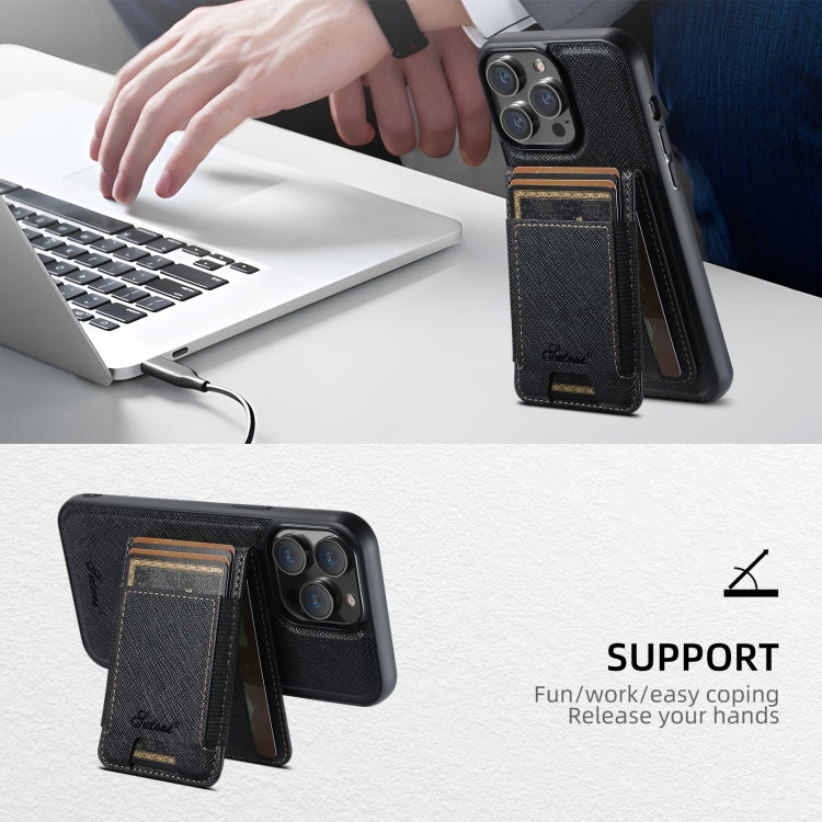 Custodia per telefono con portafoglio staccabile MagSafe in pelle a grana incrociata Suteni H17, For iPhone 12 Pro