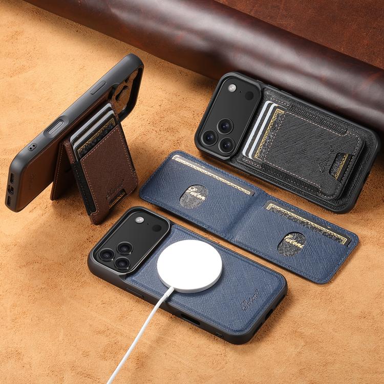 Custodia per telefono con portafoglio staccabile MagSafe in pelle a grana incrociata Suteni H17, For iPhone 12 Pro