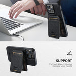 Custodia per telefono in pelle con portafoglio MagSafe Suteni H18 Cross Grain, For iPhone 12 Pro