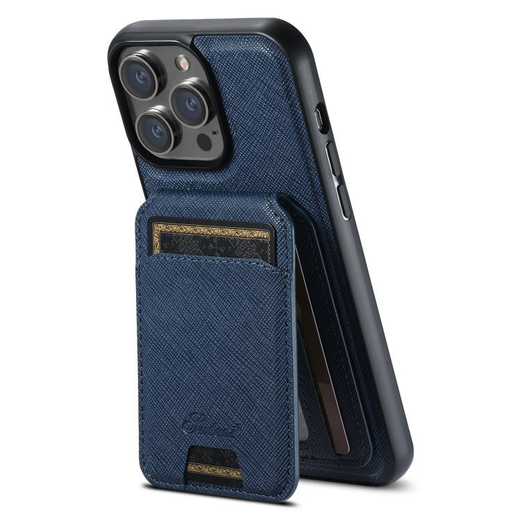 Custodia per telefono in pelle con portafoglio MagSafe Suteni H18 Cross Grain, For iPhone 12 Pro