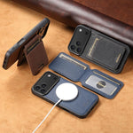 Custodia per telefono in pelle con portafoglio MagSafe Suteni H18 Cross Grain, For iPhone 12 Pro