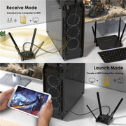 WAVLINK WN695X2 AX5400 USB WiFi 6 Dongle 4 Antenne Ricevitore Adattatore Wireless Tri-Band