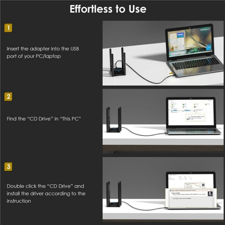 WAVLINK WN695X2 AX5400 USB WiFi 6 Dongle 4 Antenne Ricevitore Adattatore Wireless Tri-Band