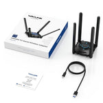 WAVLINK WN695X2 AX5400 USB WiFi 6 Dongle 4 Antenne Ricevitore Adattatore Wireless Tri-Band