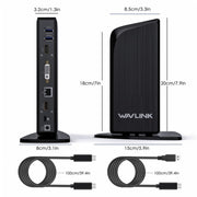 WAVLINK UG39PD1 13 in 1 Tipo-C Triplo Monitor 4K HD Docking Station, US Plug, UK Plug, EU Plug, AU Plug