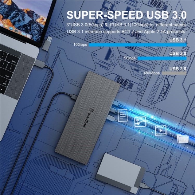 WAVLINK UG69PD8 Pro 18-in-1 DP / HD 5K Quadruplo Display USB C Stazione di Docking Universale, US Plug, EU Plug, UK Plug, AU Plug