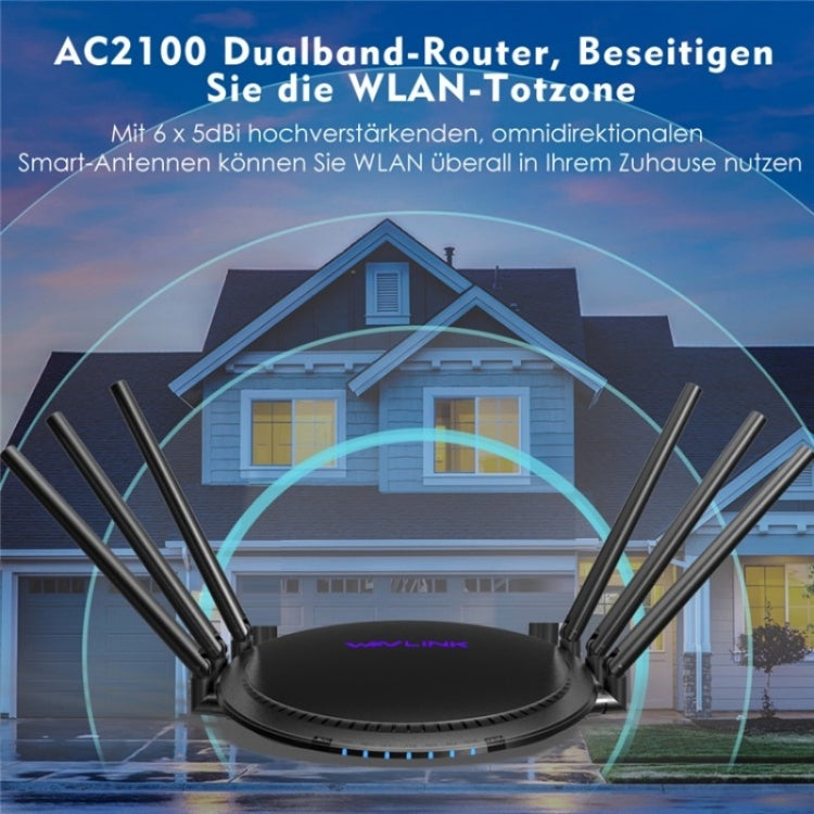 Ripetitore wireless dual band WAVLINK WN531A6 Router WiFi con porta Ethernet Gigabit AC2100, US Plug, UK Plug, EU Plug, AU Plug
