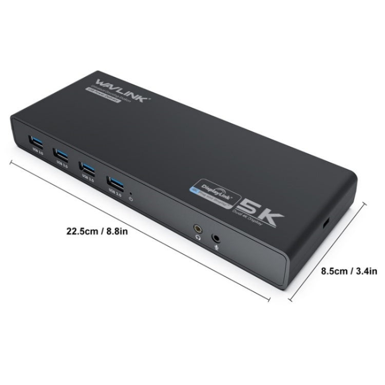 WAVLINK UG69PD6 Stazione di docking per laptop 4K doppia Displaylink HD 5K 65/100W PD Charging, US Plug, UK Plug, EU Plug, AU Plug
