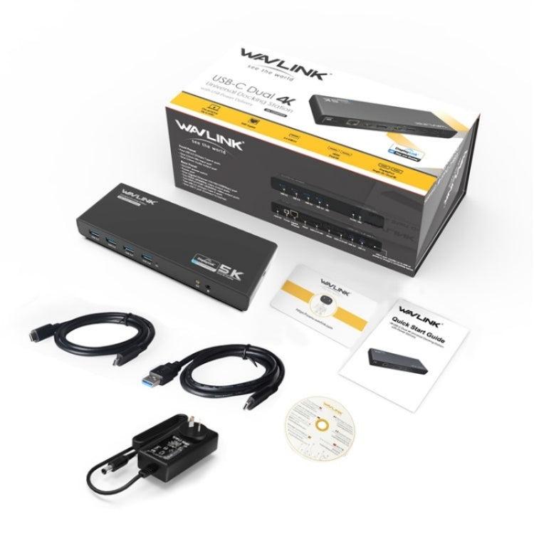 WAVLINK UG69PD6 Stazione di docking per laptop 4K doppia Displaylink HD 5K 65/100W PD Charging, US Plug, UK Plug, EU Plug, AU Plug