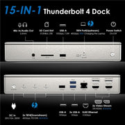 WAVLINK UTD41 PRO RJ45 / Audio / Lettore di schede SD Docking Station Thunderbolt 4 15 in 1, US Plug, UK Plug, EU Plug, AU Plug