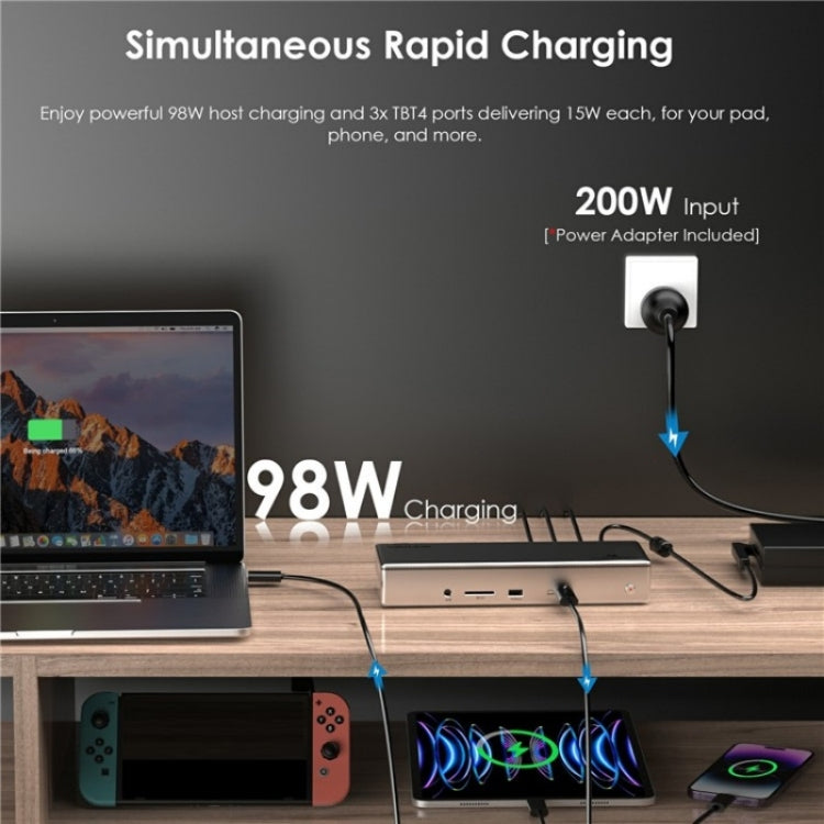 WAVLINK UTD41 PRO RJ45 / Audio / Lettore di schede SD Docking Station Thunderbolt 4 15 in 1, US Plug, UK Plug, EU Plug, AU Plug
