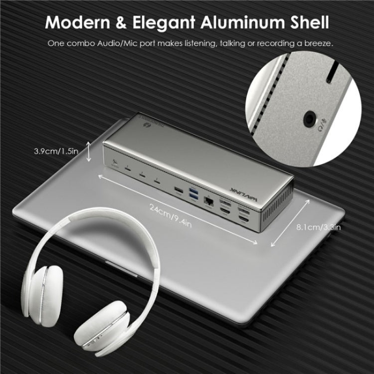 WAVLINK UTD41 PRO RJ45 / Audio / Lettore di schede SD Docking Station Thunderbolt 4 15 in 1, US Plug, UK Plug, EU Plug, AU Plug