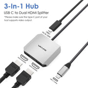 Adattatore per monitor 4K 60Hz WAVLINK UHP510 Pro 87W PD Charging USB C a doppio HD