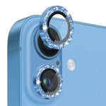 Pellicola protettiva per obiettivo della fotocamera NORTHJO Glitter in vetro temperato con anello in metallo, For iPhone 16 / 16 Plus