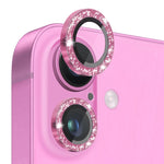 Pellicola protettiva per obiettivo della fotocamera NORTHJO Glitter in vetro temperato con anello in metallo, For iPhone 16 / 16 Plus