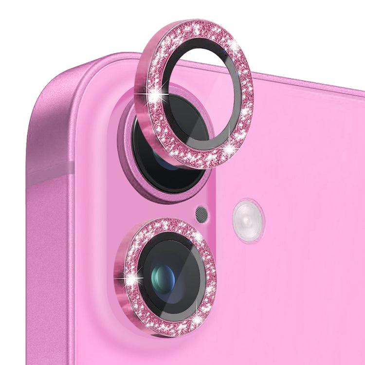 Pellicola protettiva per obiettivo della fotocamera NORTHJO Glitter in vetro temperato con anello in metallo, For iPhone 16 / 16 Plus