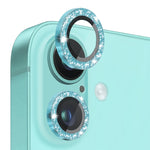 Pellicola protettiva per obiettivo della fotocamera NORTHJO Glitter in vetro temperato con anello in metallo, For iPhone 16 / 16 Plus
