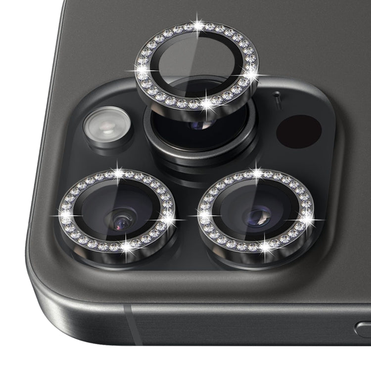 Pellicola protettiva per obiettivo della fotocamera con strass NORTHJO in vetro temperato con anello in metallo, For iPhone 16 Pro / 16 Pro Max