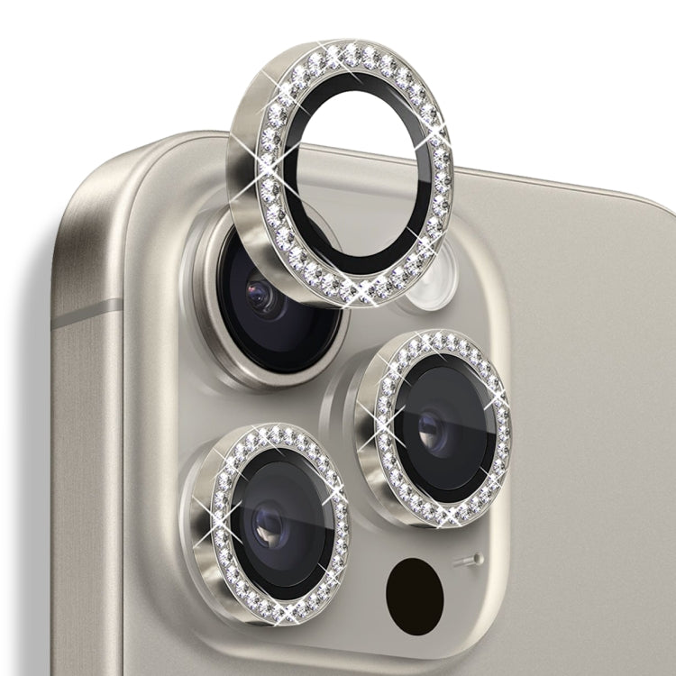 Pellicola protettiva per obiettivo della fotocamera con strass NORTHJO in vetro temperato con anello in metallo, For iPhone 16 Pro / 16 Pro Max