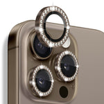 Pellicola protettiva per obiettivo della fotocamera con strass NORTHJO in vetro temperato con anello in metallo, For iPhone 16 Pro / 16 Pro Max