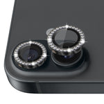 Pellicola protettiva per obiettivo della fotocamera con strass NORTHJO in vetro temperato con anello in metallo, For iPhone 16 / 16 Plus
