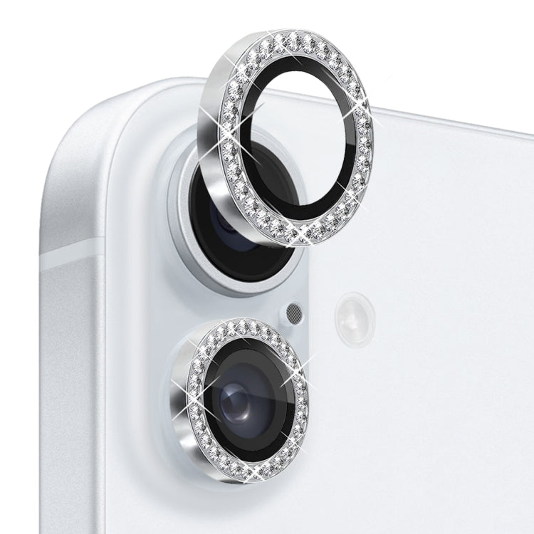 Pellicola protettiva per obiettivo della fotocamera con strass NORTHJO in vetro temperato con anello in metallo, For iPhone 16 / 16 Plus