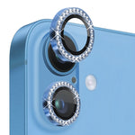 Pellicola protettiva per obiettivo della fotocamera con strass NORTHJO in vetro temperato con anello in metallo, For iPhone 16 / 16 Plus