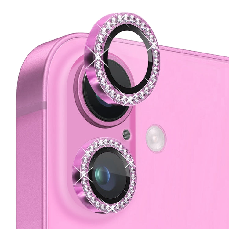 Pellicola protettiva per obiettivo della fotocamera con strass NORTHJO in vetro temperato con anello in metallo, For iPhone 16 / 16 Plus