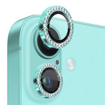 Pellicola protettiva per obiettivo della fotocamera con strass NORTHJO in vetro temperato con anello in metallo, For iPhone 16 / 16 Plus