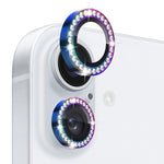 Pellicola protettiva per obiettivo della fotocamera con strass NORTHJO in vetro temperato con anello in metallo, For iPhone 16 / 16 Plus