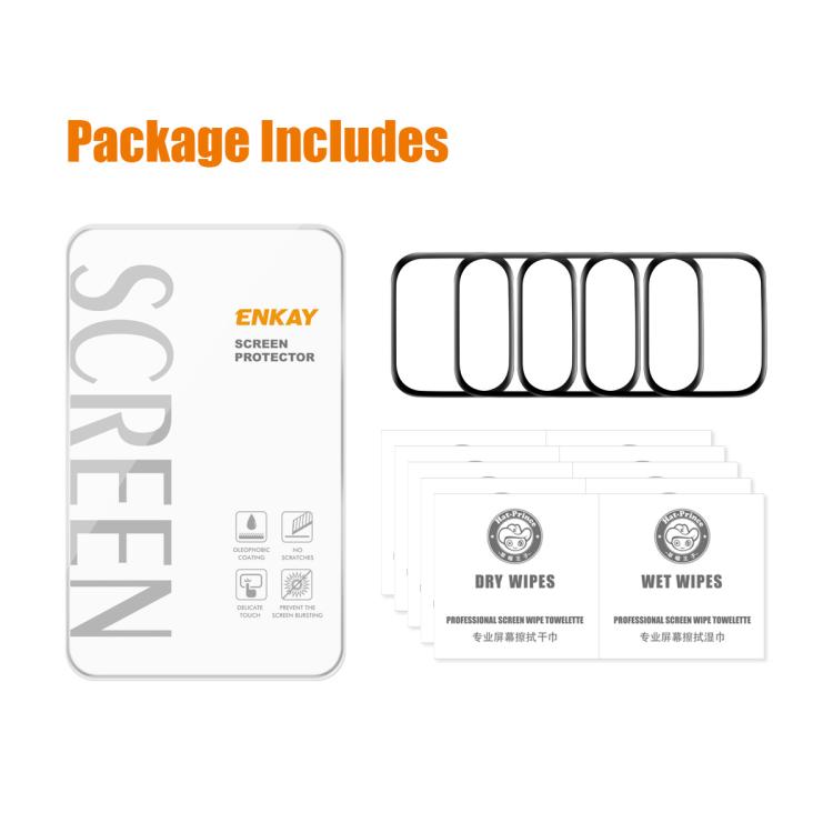 5 pezzi ENKAY 3D Full Coverage Soft PC Edge PMMA HD Screen Film, For Apple Watch Series 12 Aluminum / Titanium 46mm, For Apple Watch Series 12 Ceramic 46mm, For Apple Watch Series 12 Aluminum / Titanium 42mm, For Apple Watch Series 12 Ceramic 42mm     ...