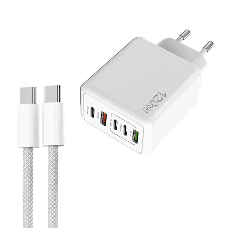 Caricabatterie rapido multiporta USB PD3.0 120W con cavo Type-C