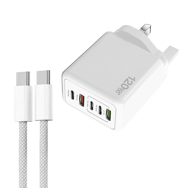 Caricabatterie rapido multiporta USB PD3.0 120W con cavo Type-C