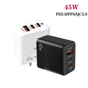 Caricabatterie USB completamente compatibile con protocollo PD3.0 / PPS Type-C + QC3.0 da 45 W, spina USA, PD3.0 / PPS Type-C + QC3.0 USB(US Plug)