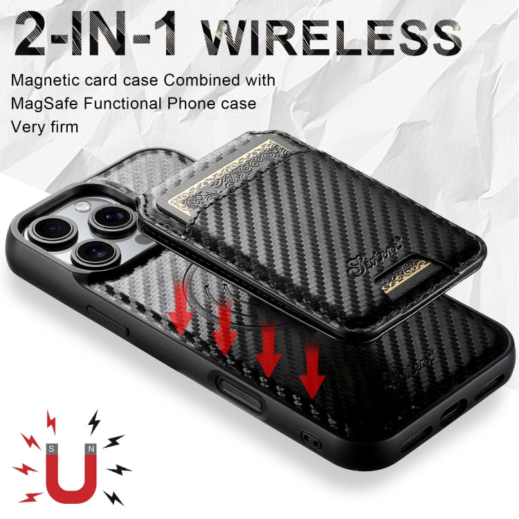 Custodia per telefono MagSafe con portafoglio staccabile in fibra di carbonio Suteni TXWH18, For iPhone 12 Pro
